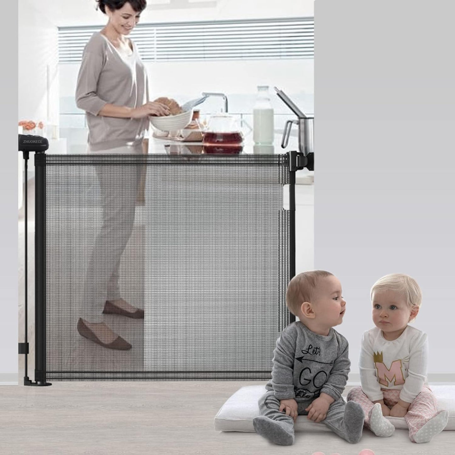 Portable Child Safety Mesh - Height Adjustable - Doors, Stairs, Balcony - 3 Minutes Setup|| Limited Stock