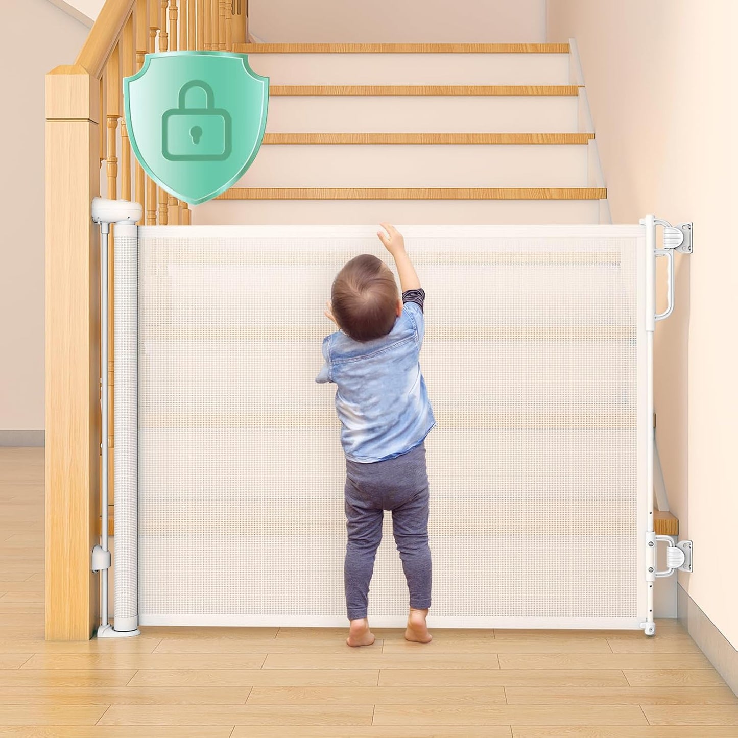 Portable Child Safety Mesh - Height Adjustable - Doors, Stairs, Balcony - 3 Minutes Setup|| Limited Stock