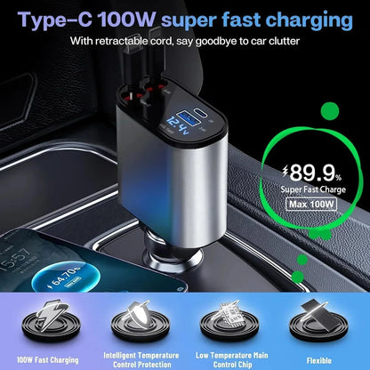 RETRACTABLE SUPERFAST CAR CHARGER (31 INCH, 120W)