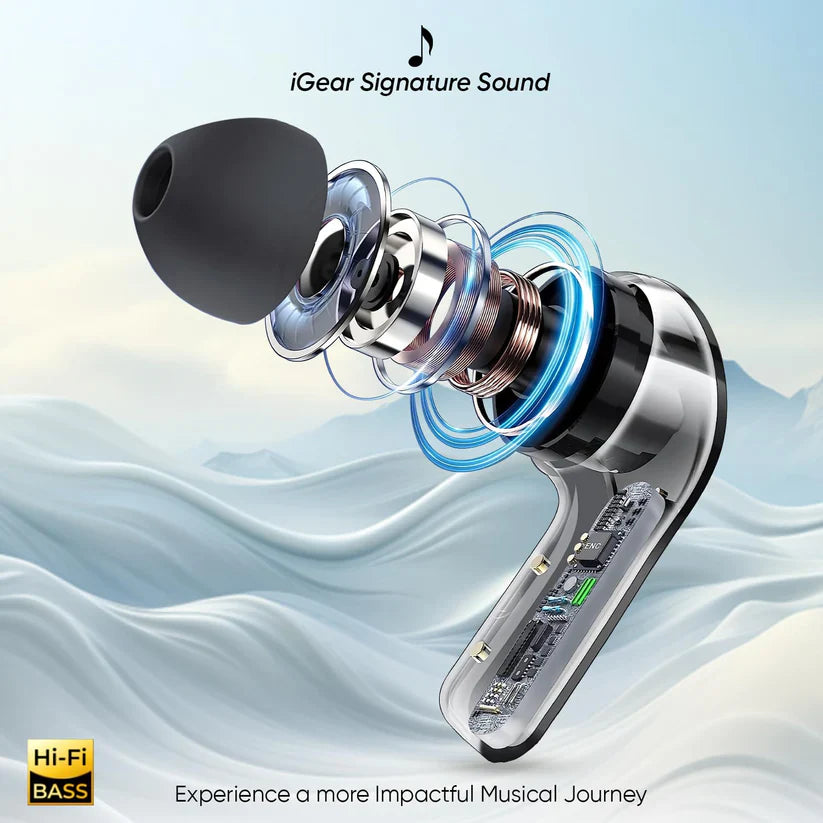 BoAT Crystal LED Display EarBuds - Noise Cancelation - Touch Control - Free Silicon Cover - Type C