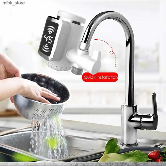 Home Heaters Electric Hot Faucet Water Heater Kitchen Cold Heating Faucet Tankless Digital Instantaneous Water Heater Water Tap with Adapter