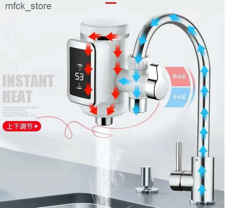 Home Heaters Electric Hot Faucet Water Heater Kitchen Cold Heating Faucet Tankless Digital Instantaneous Water Heater Water Tap with Adapter