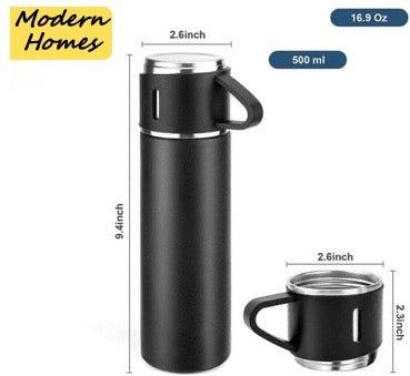 HOT&COOL™ Portable Thermos Flask (Z Black) - HOT & COLD with 3 Cups - ModernHomes